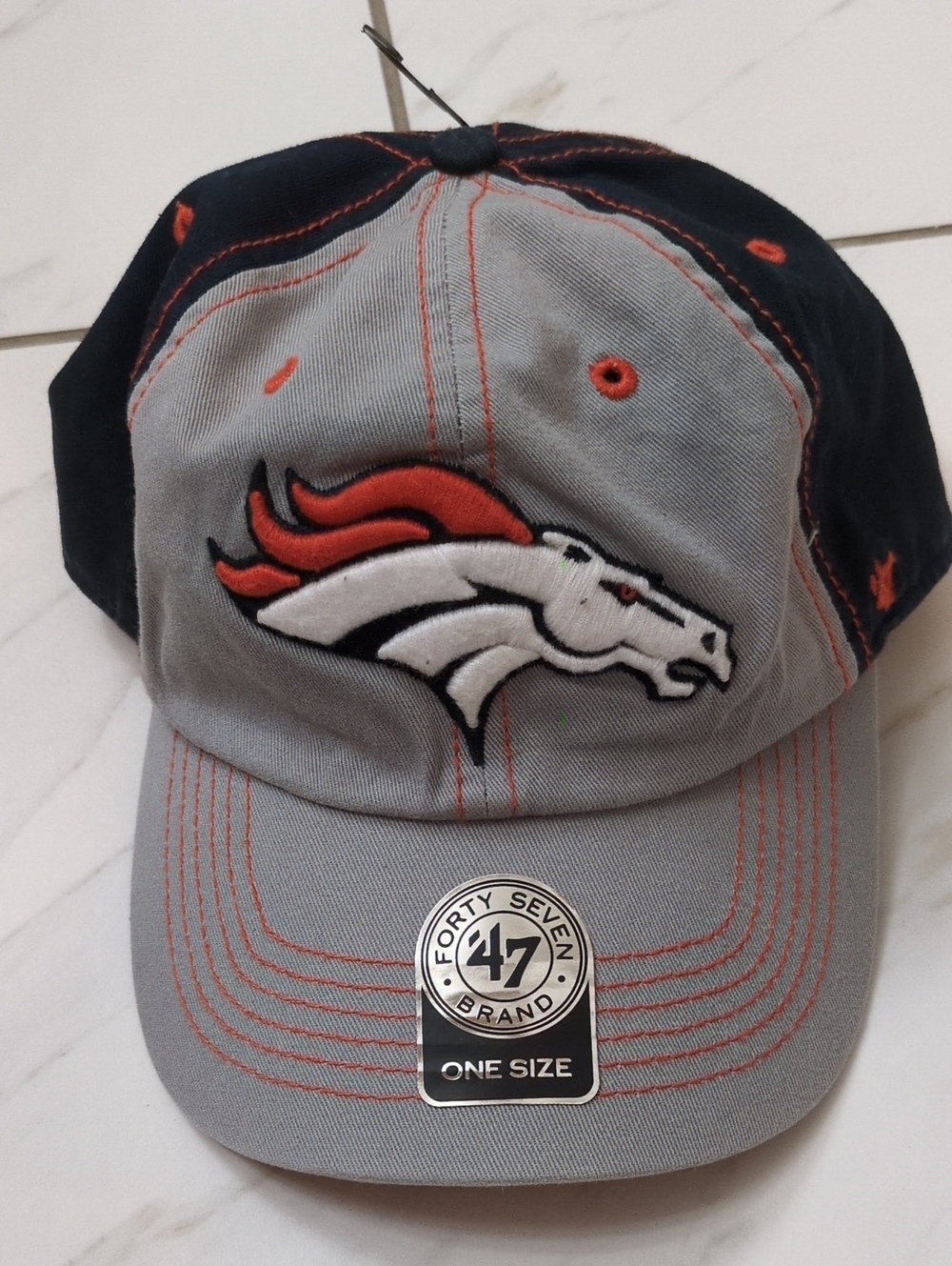 Denver Broncos Gray and Orange Logo Cap
